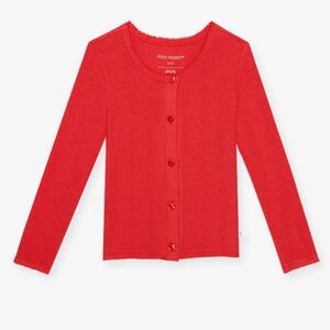 Posh Peanut Red Pointelle Cardigan
